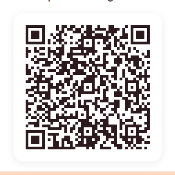 Tela do app com o link do WhatsApp e o QR code
